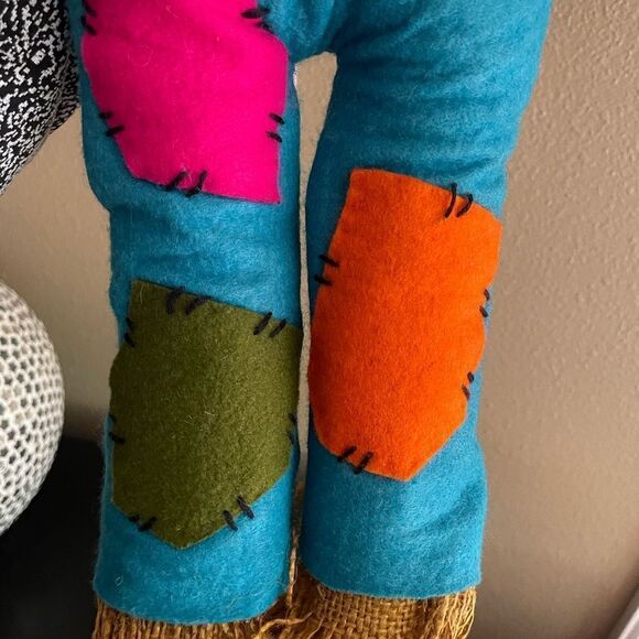 Vintage Handmade Fall Harvest Patchwork Scarecrow 20 inches tall - Picture 13 of 16